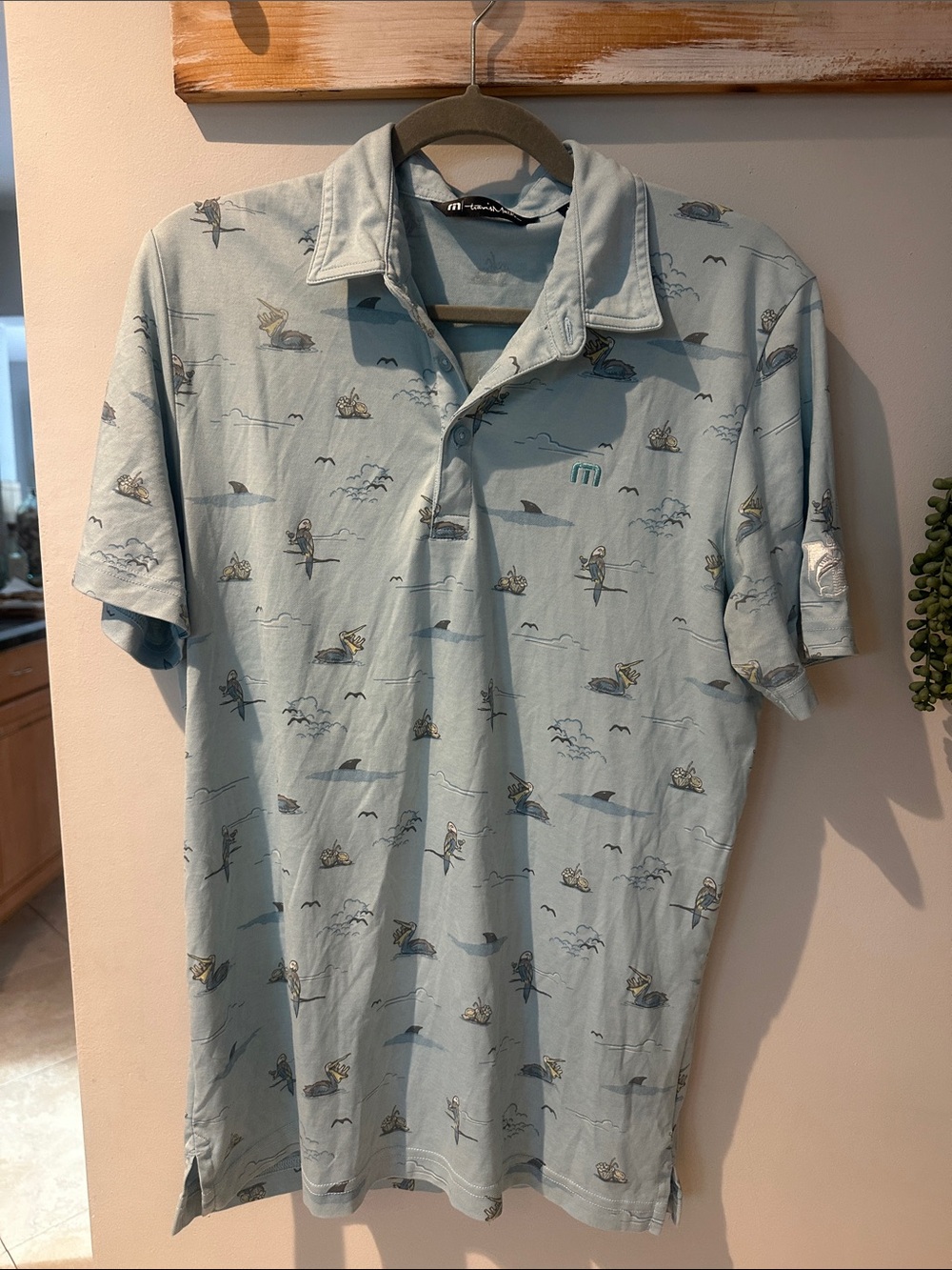 Travis Matthew polo Laments Medium Sea Print Polo Shirt - Light Blue